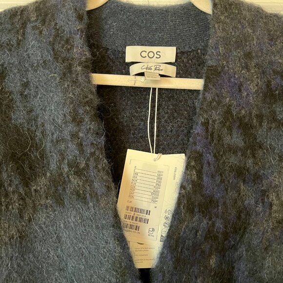 COS x Chris Perani  Navy Blue Alpaca Jacquard Cardigan Sweater - Picture 3 of 4